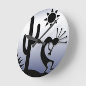 Silhouette Kokopelli Ronde Klok (Hoek)