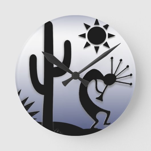 Silhouette Kokopelli Ronde Klok (Voorkant)