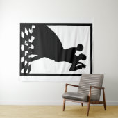 silhouette koppels dansen in donkere letters wandkleed (In Situ (horizontaal))