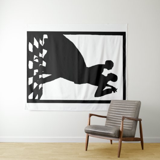 silhouette koppels dansen in donkere letters wandkleed (In Situ (horizontaal))