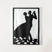 silhouette koppels dansen in donkere letters wandkleed (Voorkant)