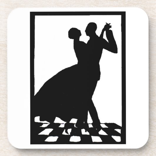 silhouette koppels dansen in het donker bier onderzetter (Voorkant)