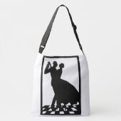 silhouette koppels dansen in het donker crossbody tas (Achterkant)
