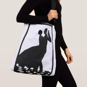 silhouette koppels dansen in het donker crossbody tas