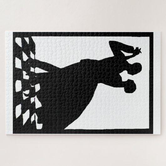 silhouette koppels dansen in het donker legpuzzel (Horizontaal)
