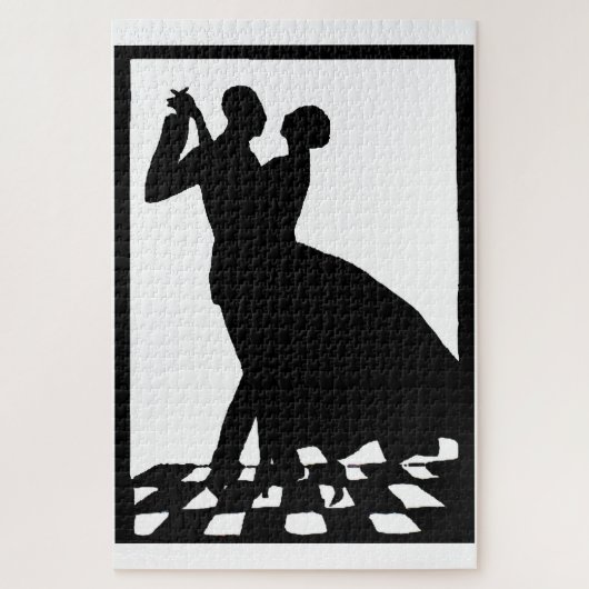 silhouette koppels dansen in het donker legpuzzel (Verticaal)