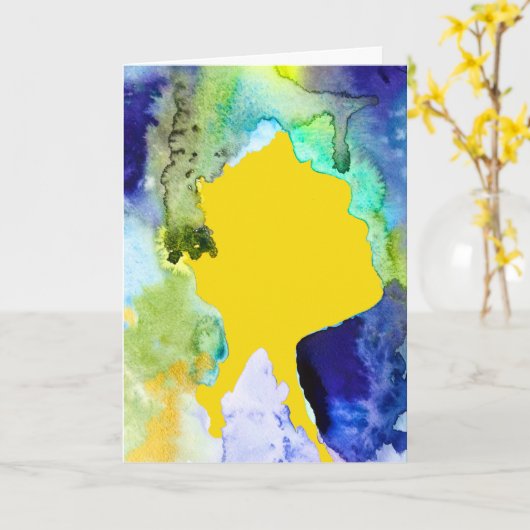 Silhouette kunst abstract waterverf kaart (Gele Bloem)