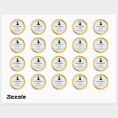 Silhouette Lady Cupcake Faux Gold Foil Bakery Ronde Sticker (Vel)