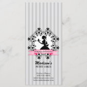 Silhouette Lady Cupcake Roze en Zilver Menu (Achterkant)