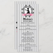 Silhouette Lady Cupcake Roze en Zilver Menu (Voorkant / Achterkant)