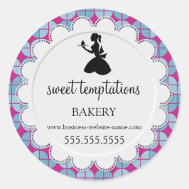 Silhouette Lady en Cupcake Bakery Packaging Ronde Sticker