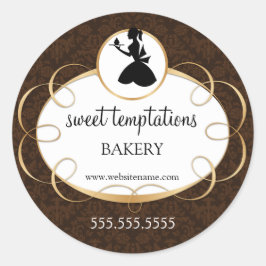 Silhouette Lady en Cupcake Bakery Packaging Ronde Sticker
