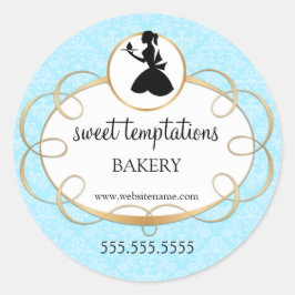 Silhouette Lady en Cupcake Bakery Packaging Ronde Sticker