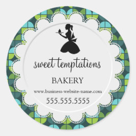 Silhouette Lady en Cupcake Bakery Packaging Ronde Sticker