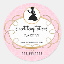 Silhouette Lady en Cupcake Bakery Packaging Ronde Sticker
