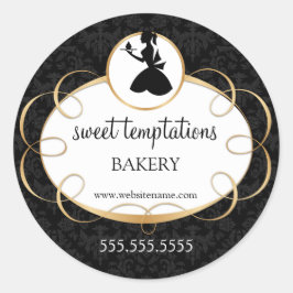 Silhouette Lady en Cupcake Bakery Packaging Ronde Sticker