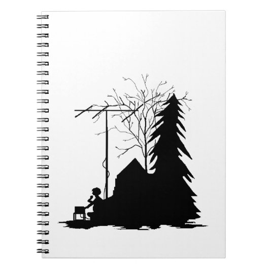 Silhouette-laptop met radiooperator notitieboek (Voorkant)