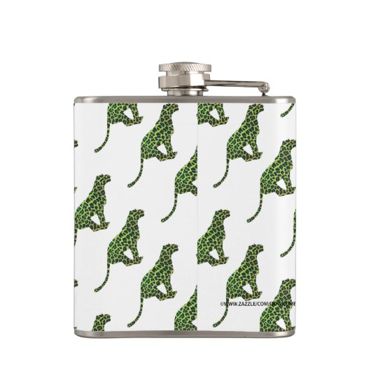 Silhouette Leopard Black en Green Heupfles (Achterkant)