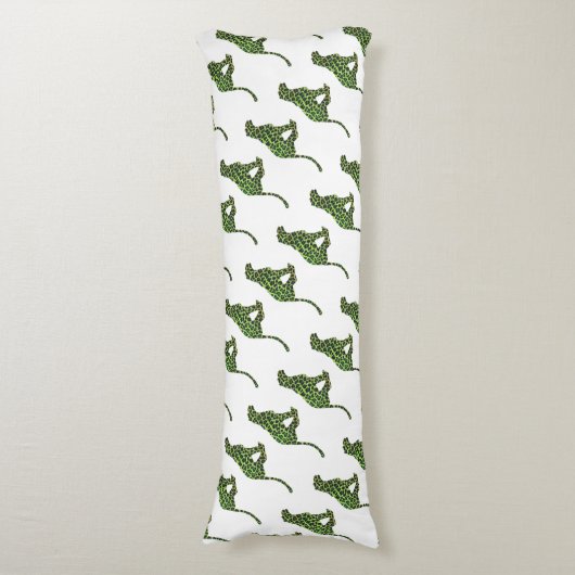 Silhouette Leopard Black en Green Lichaamskussen (Voorkant Verticaal)
