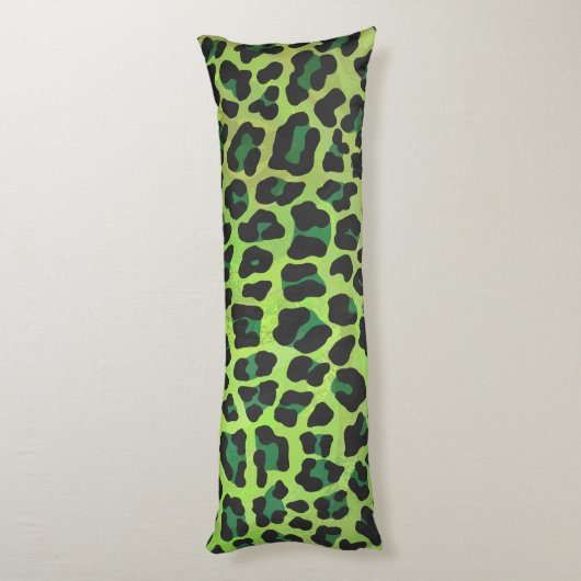 Silhouette Leopard Black en Green Lichaamskussen (Achterkant (Verticaal))