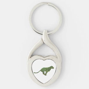 Silhouette Leopard Black en Green Sleutelhanger