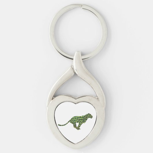 Silhouette Leopard Black en Green Sleutelhanger (Voorkant)