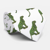 Silhouette Leopard Black en Green Stropdas (Opgerold)