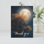 Silhouette-liefdesstel op de maan bedankt je kaart (Staand voorkant)