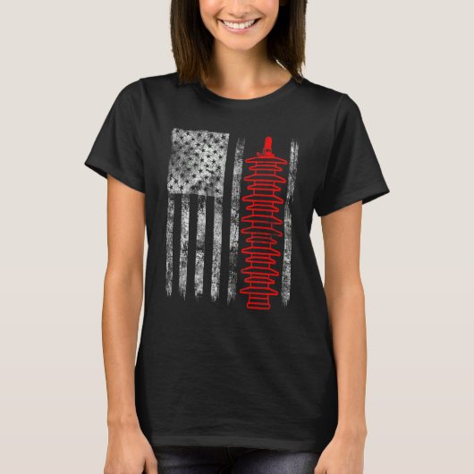Silhouette Lightning Arrester American Flag Linema T-shirt (Voorkant)
