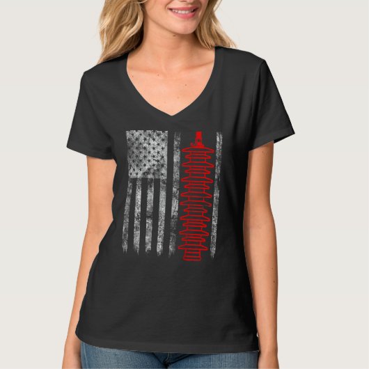 Silhouette Lightning Arrester American Flag Linema T-shirt (Voorkant)