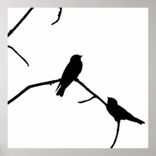 Silhouette Love Bird die kijkt door te slikken of  Poster