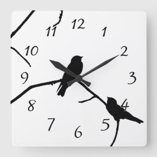 Silhouette Love Bird die kijkt door te slikken of  Vierkante Klok