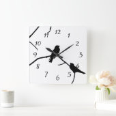 Silhouette Love Bird Watchen Vierkante Klok (Huis)