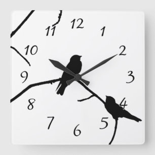 Silhouette Love Bird Watchen Vierkante Klok