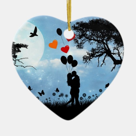 Silhouette Love Keramisch Ornament (Voorkant)