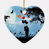 Silhouette Love Keramisch Ornament (Achterkant)