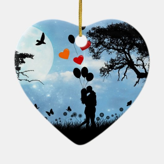 Silhouette Love Keramisch Ornament (Achterkant)