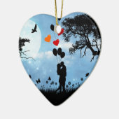Silhouette Love Keramisch Ornament (Links)