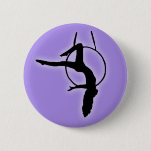 Silhouette Lyra Aerialist Dancer stelt de Hoop voo Ronde Button 5,7 Cm