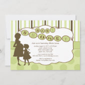 Silhouette Mam Baby shower Genderneutraal Groen Kaart (Voorkant)