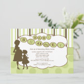 Silhouette Mam Baby shower Genderneutraal Groen Kaart (Staand voorkant)