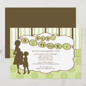 Silhouette Mam Baby shower Genderneutraal Groen Kaart (Voorkant / Achterkant)
