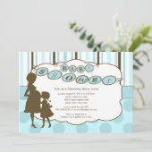 Silhouette mama Baby shower Baby Blue Brown Kaart (Staand voorkant)