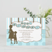 Silhouette mama Baby shower Baby Blue Kaart (Staand voorkant)
