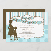 Silhouette mama Baby shower Baby Blue Kaart (Voorkant / Achterkant)