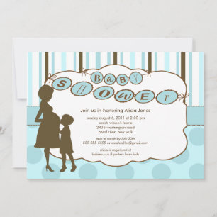 Silhouette mama Baby shower Baby Blue Kaart