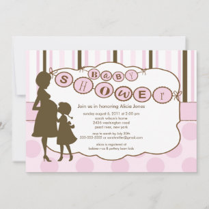 Silhouette mama Baby shower Baby Girl Pink Kaart