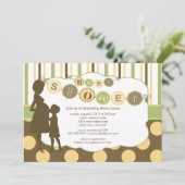 Silhouette mama Baby shower Baby Groen Bruin Kaart (Staand voorkant)