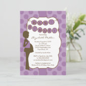 Silhouette mama Baby shower Girl Paars Brown Kaart (Staand voorkant)