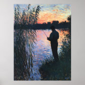 Silhouette Man Gevist bij zonsondergang - Impressi Poster (Voorkant)